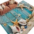 thumbnail image 2 of Coastal Beach Washable Living Room Rugs 5'x7', Starfish Conch Low Pile Throw Large Area Rugs Non-Slip Sturdy Edge Binding Carpet for Dining Room Bedside Kitchen, 2 of 9