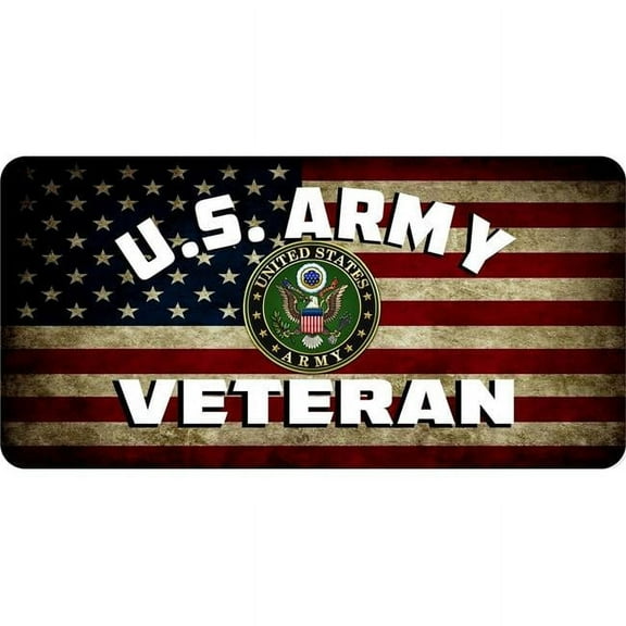 212 Main LPO7965 6 x 12 in. U.S. Army Veteran on Worn U.S. Flag Photo License Plate