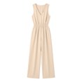 thumbnail image 6 of ClodeEU Women's V Neck Sleeveless Drawstring Waist Wide Leg Jumpsuit, Casual Loose Romper with Pockets Khaki,Women's Plus XL, 6 of 6