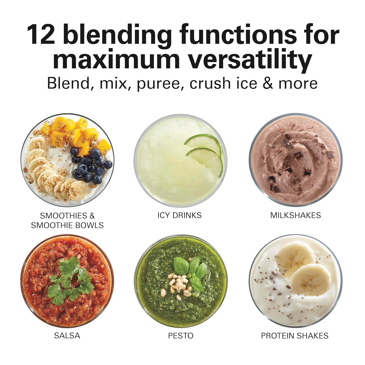 Blender For Smoothies, 40 Oz Glass Jar, 12 Functions Including Puree, Crush Ice, 700 Watts - Black (58148A)