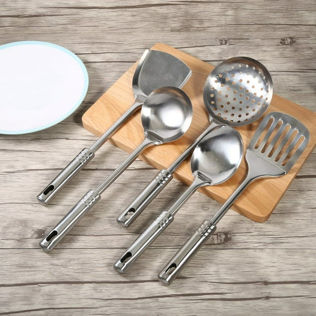 TOPINCN Stainless Steel Kitchen Utensils, Kitchen Tool Set, 5Pcs Multi-functional Kitchen Utensil Set Stainless Steel Spoons Shovel Spatula Cooking Tools