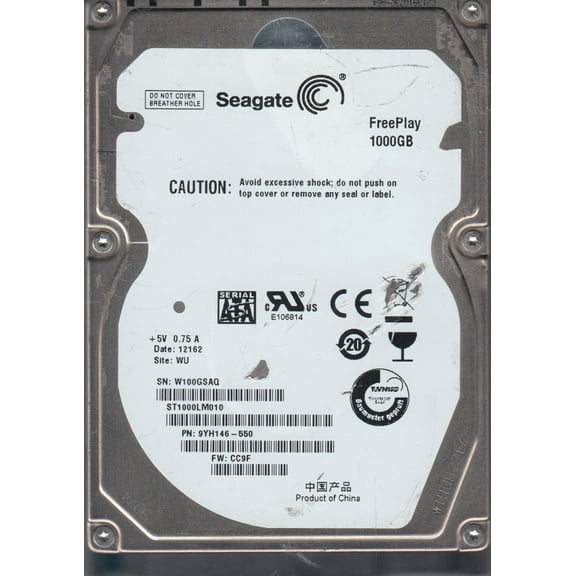 ST1000LM010, W10, WU, PN 9YH146-550, FW CC9F, Seagate 1TB SATA 2.5 Hard Drive