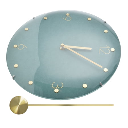 Nieyigj Modern Hanging Clock Frameless Round Glass Wall Pendulum Clock for Home Bar Shop Cafes Living Room Decor, 11.8 inches / 30 cm, Green