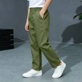 thumbnail image 6 of LEKWK Boys Uniform Pants Chino Pants Pull-On Elastic Waist Straight Leg Trousers with Pockets Kids Twill Pants 5-15Y Back to School Clothes, 6 of 9