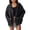 black, variant on 2026 Autumn New Fashion Women's Oversized Lapel Zip Up Faux Leather Bomber Jacket