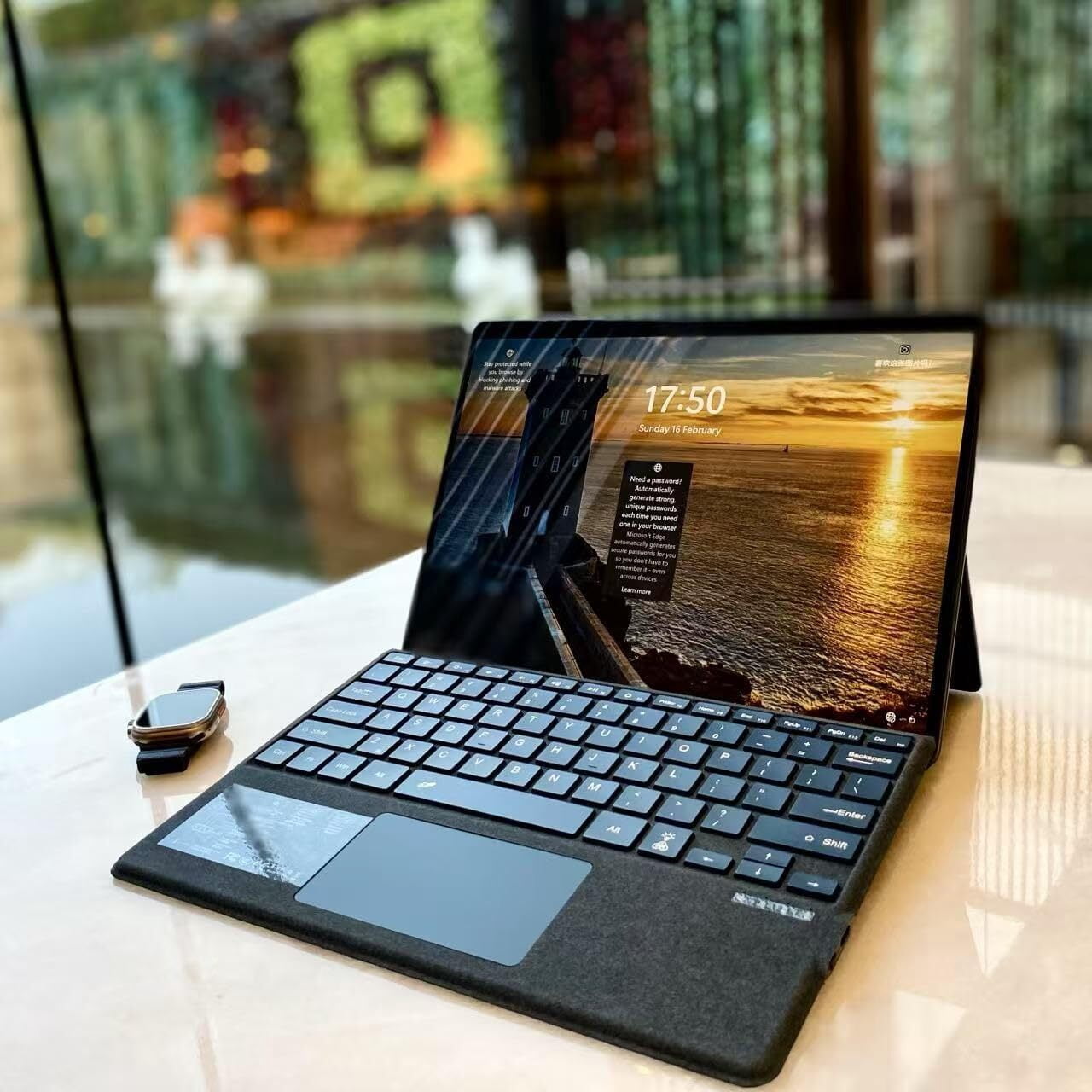 Type Cover for Microsoft Surface Pro 7+/Pro 7/Pro 6/Pro 5/Pro 4/Pro 3, Bluetooth Keyboard with Multi-Touch Trackpad, Ultra Slim-Charcoal With Backlit