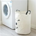 thumbnail image 3 of SNNROO Cute Animal Face Pattern Fabric Waterproof Foldable Laundry Basket in Cotton Linen (40X50 CM), 3 of 5