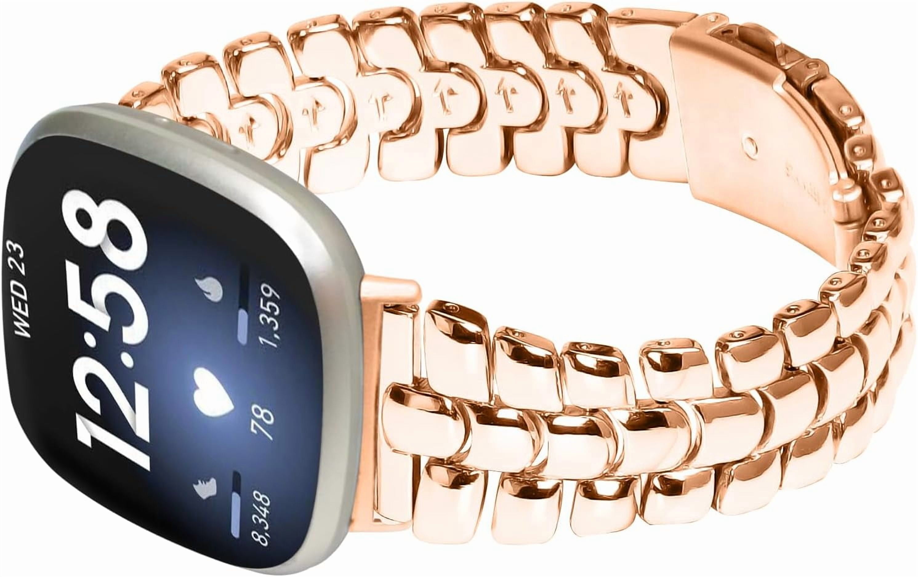 REQO Metal Bands Compatible with Fitbit Versa 4/Versa 3/Sense 2/Sense, Women Replacement Wristband