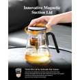 thumbnail image 3 of Tea Pot, Enchanted Glass Teapot with Infuser and Magnetic Suction Lid for Mess-Free Loose Tea Diffusers, Black Walnut Pattern Handle, Tea Lovers Gifts, 3 of 16