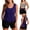 Purple, variant on pstuiky Womens Swimsuits Solid Color Crew Neck Plus Size Adaptable Two Piece Swimwear Swim Suit Women Two-Piece Sets with Boy Shorts Swimming Suits