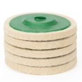 thumbnail image 1 of Ancir 5 Pack 4 Inch Round Wool Felt Disc Wheel Pad, For 100 Angle Grinder, Buffing Polishing Buffer Bore Dia-White & Green, 1 of 4