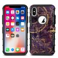 thumbnail image 2 of FINCIBO Dual Layer Hybrid Armor Case Cover Stand for Apple iPhone X, Purple Bohemian Flowers Compass, 2 of 7
