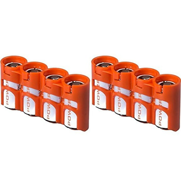 2 x Powerpax Slim Line "CR123" Battery Caddy, Orange - Each Holds 4 "CR123" Batteries