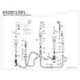 thumbnail image 3 of Kingston Brass KS23655FL  5-Piece Roman Tub Faucet with Hand Shower, Oil Rubbed Bronze, 3 of 4