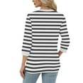 thumbnail image 4 of Dvprdro Womens Striped Printed 3/4 Sleeve Tops Casual Round Neck Pullover Blouse Fashion Loose T-Shirt Top, 4 of 5