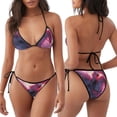 thumbnail image 3 of KLL Astronaut Riding Fiery Horse Print Bikini Set for Women,String Two Piece Halter Top Triangle Bikini Set with Tie Side Bottom Sexy Swimsuit Bathing Suits, 3 of 6