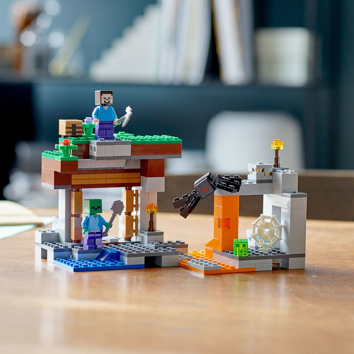 LEGO Minecraft The Abandoned Mine Building Toy, 21166 Zombie Cave with Slime, Plastic Steve & Spider Figures, Gift Idea for Kids, Boys and Girls Age 7 Plus