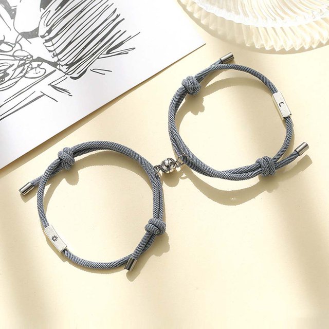 Pulseras Magnéticas Ajustables Simples Amistad Mujeres Sol Y Luna Hombres Pareja Multicolor Gao Jiahui unisex