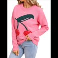 thumbnail image 2 of Suéteres de Punto Gruesos y Bonitos para Mujer, Modernos, con Estampado de en 3D, para Otoño e Invierno, Cálidos, con Cuello Redondo, Tops de Punto. Rosa S, 2 of 10