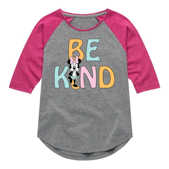 Mickey & Friends - Be Kind - Toddler And Youth Girls Raglan Graphic T-Shirt