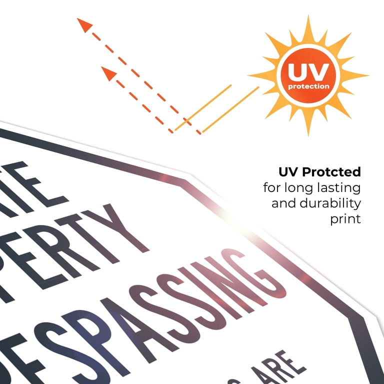 Faittoo Private Property No Trespassing Sign, Violators White, Black, Gold