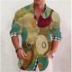 thumbnail image 1 of Camisa con botones y cuello estampado retro con patrón geométrico cuadrado para hombre, ropa informal de calle cómoda y suave, de talla grande, 1 of 6
