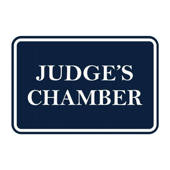 Signs ByLITA Classic Framed Judge's Chamber Door or Wall Sign Durable ABS Plastic | Laser Engraved | Easy Installation | Courtroom Sign (Navy Blue / White) - Large