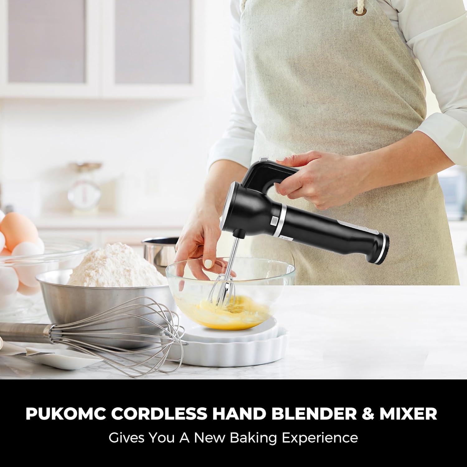 Hand Mixer,5-in-1 Multifunctional Portable Charging Device Hand Blender,with lmmersion Blender and Beater,Whisk,Milkshake Bars,Blender Vessel,Easy to Clean