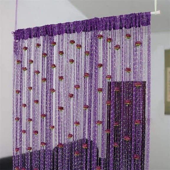 Rose Print Bohemian Curtains - Romantic Beaded Tassel Curtain with Roses, Room Divider & Window Decoration for Home, Bedroom & Party Decor 52x84 in Curtains