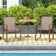 thumbnail image 2 of Gymax 2 PCS Outdoor Dining Chairs Patio Furniture Chair w/ Breathable Seat & Backrest Brown, 2 of 8