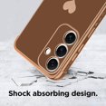 thumbnail image 2 of Compatible with Samsung S24 5G Case for Women Girl, Plating Edge Cute Love Heart Soft TPU Bumper with 4 Corners Shockproof Protection Phone Case Cover for Galaxy S24 5G(Brown), 2 of 12