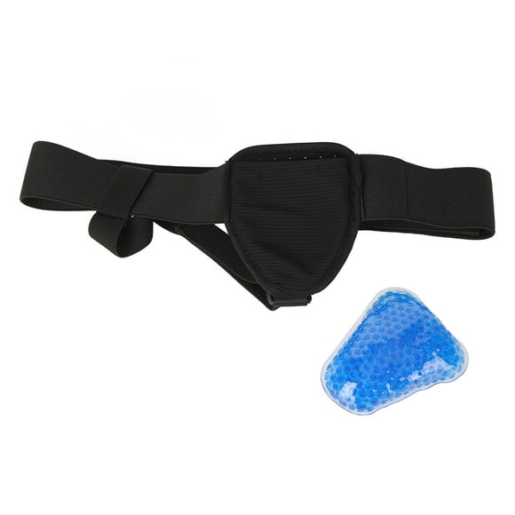 Vobor Ceinture de Hernie Inguinale Réglable Noir PVC Gel Sac Mousse Souple Hernie Ceinture de Soutien pour la Rééducation Postopératoire