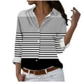 thumbnail image 1 of cfhntfmh Women's Button down Shirts Lounge Striped Print Long Sleeve Collared Blouses Fall Loose Work Tops, 1 of 4