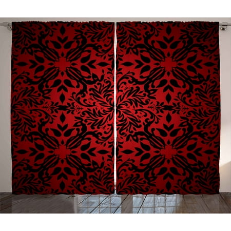 Red and Black Curtains 2 Panels Set, Tribal Mandala Ethnic ...