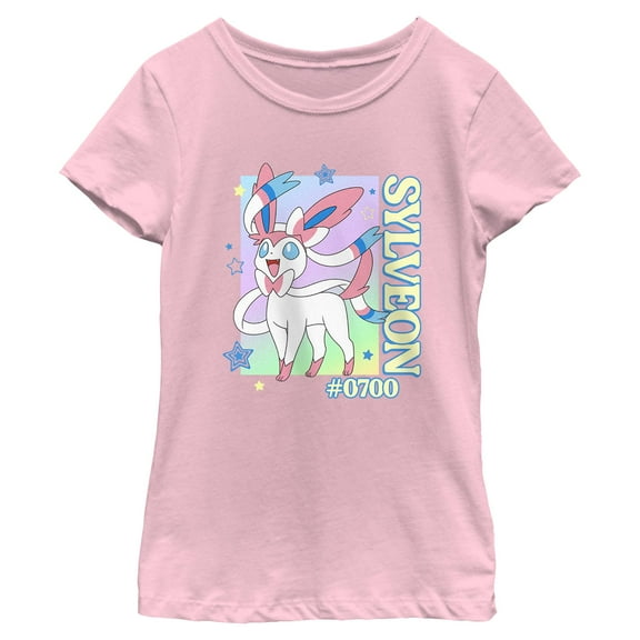 Girl's Pokemon Colorful Sylveon Stars Graphic T-Shirt