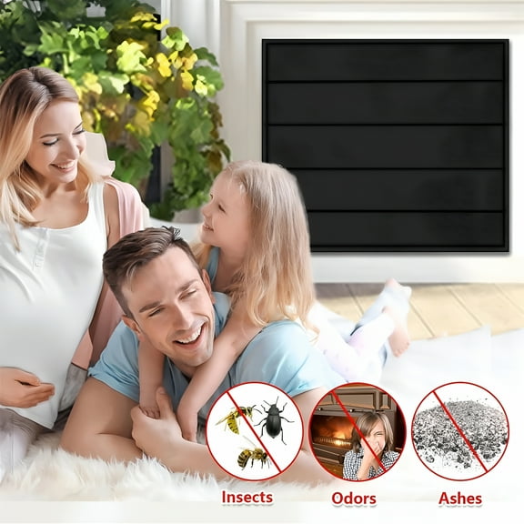 HIBIBUD Fireplace Cover,Magnetic Fireplace Blocker Blanket Stops Heat Loss,Indoor Fireplace Draft Stopper Save Energy for Iron Fireplace Frame