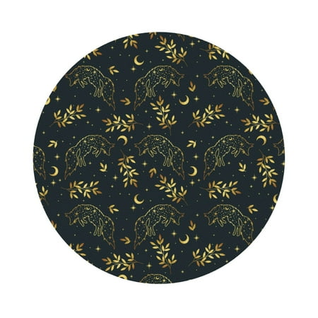

Coaee Golden line fox Print Leather Coasters Set of 6 Non-Slip Washable Cup Coasters for Home Office Bar Round Shape