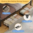 thumbnail image 6 of Twin Bunk Bed with 6 Storage Drawers and Globe String Lights, House Shaped Metal Bunk Bed Twin Over Twin with Charging Stations&Montessori Bookshelf&Open Shelf&Ladder and Guardrail, Black, 6 of 10