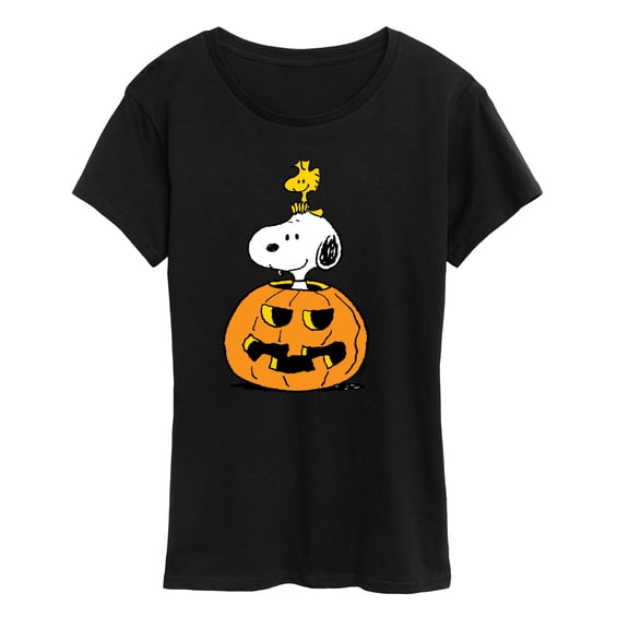 Peanuts - Snoopy Woodstock Pumpkin Short Sleeve Graphic T-Shirt