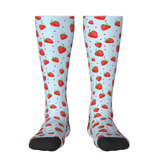 Balery Strawberry Calcetines novedosos Calcetines deportivos Calcetines hasta la rodilla Calcetines de algodón Calcetines originales y geniales