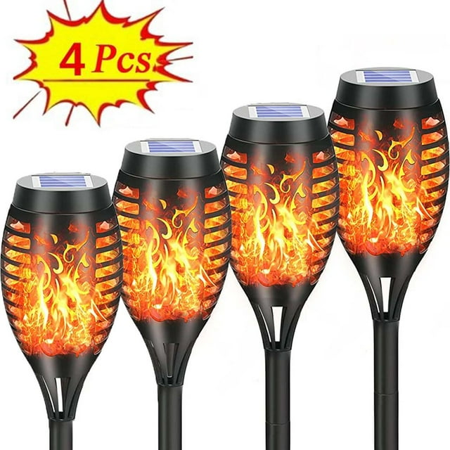 Solar Torch Lights with Flickering Flame 8 Packs Auto On/Off Waterproof Landscape Lighting for Garden Pathway Decorations