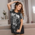 thumbnail image 3 of Easygdp Geometric Bull Design Camisón de manga corta para mujer, informal, estampado, 3 of 6