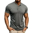 thumbnail image 2 of LpwkSSA Men Casual Round Neck Printing Pullover Fitness Sports Shorts Sleeves T Shirt Blouse Gray L, 2 of 8