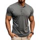 thumbnail image 1 of Tops para hombre, blusas y camisas de manga corta con cuello redondo para hombre, jersey informal de medio botón con cuello redondo y manga corta de color liso a la moda para hombre, top de poliéster, 1 of 8