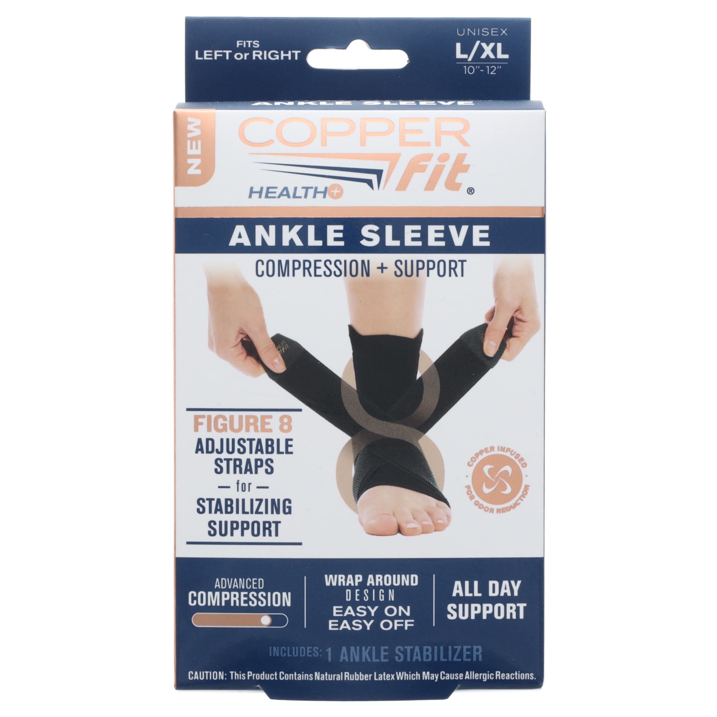 Copper Fit CF05152 Ankle Sleeve Compression Support Brace Size Large-XL