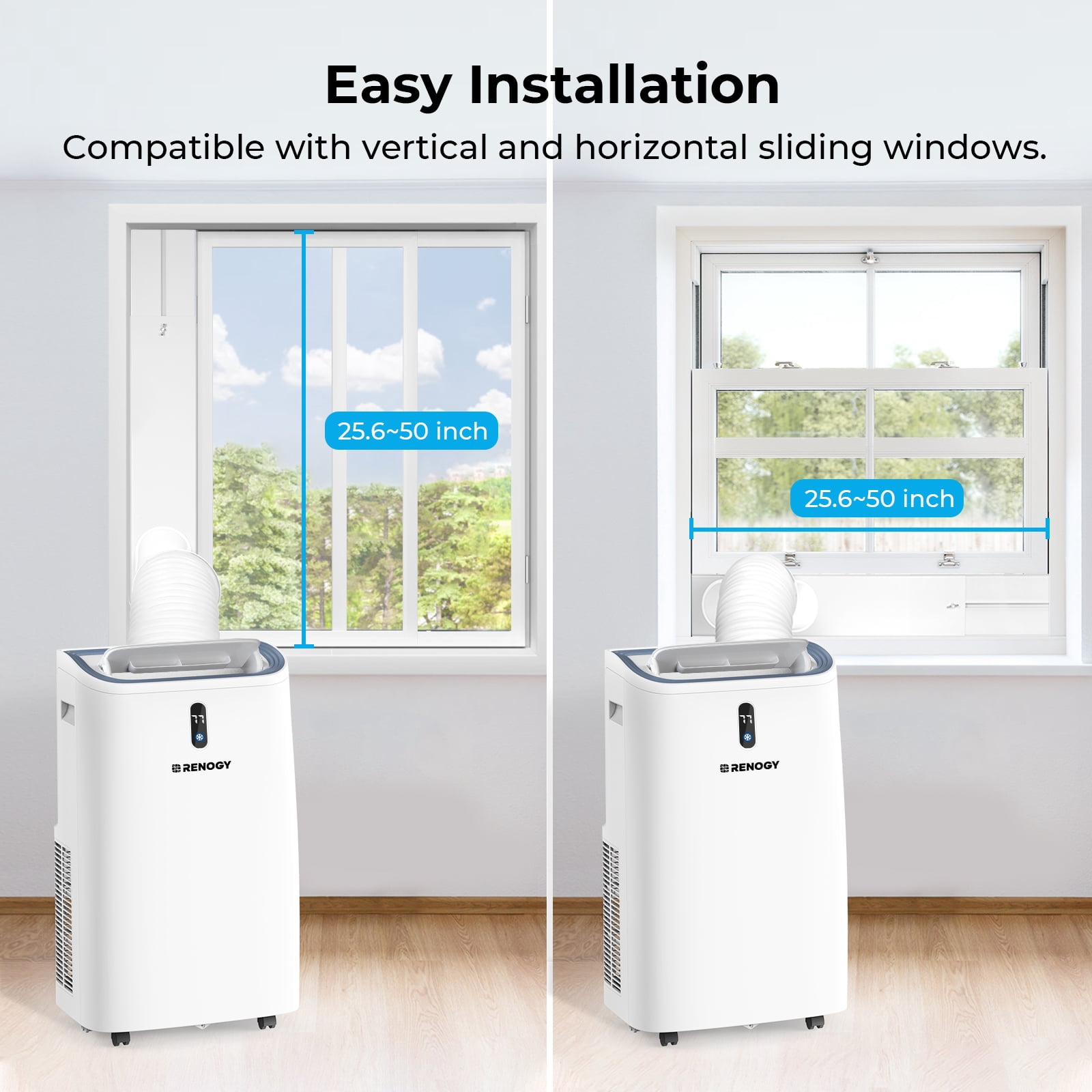 Renogy 10000 BTU Smart WiFi Enabled Portable Air Conditioner, Cooling, Dehumidifier, Fan & Sleep Modes 4-in-1 Portable AC w/ Remote Control & Window Kit, Cools Up To 450 sq. ft, 1-24H Timers