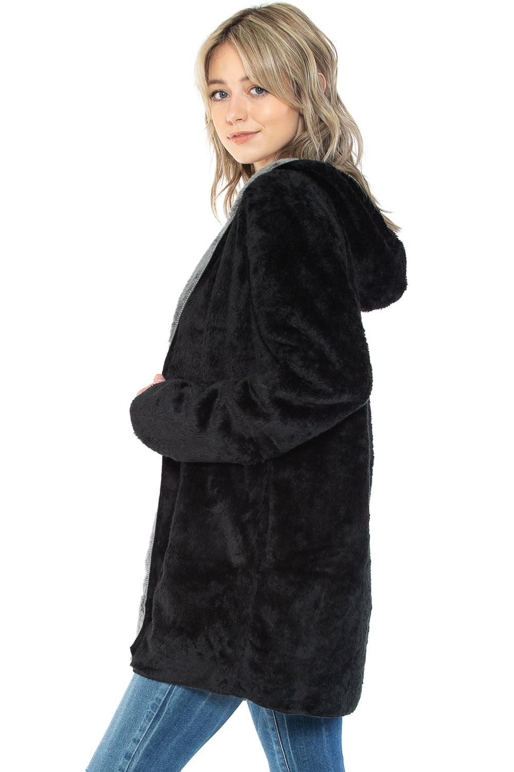 Safus Wearable Blanket Hoodie in Thick Fleece Jacket with Pocket - Black - Small/Medium Size - for Women and Men, Warm and Cozy