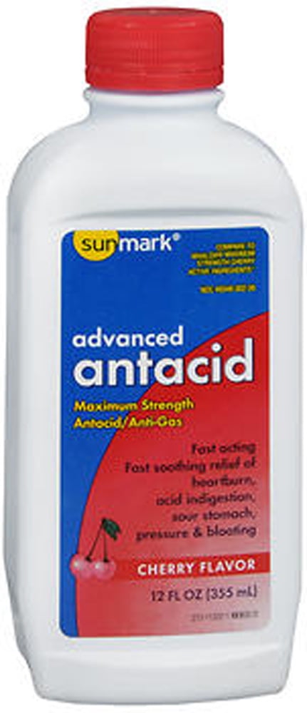 Sunmark Maximum Strength Cherry Liquid Advanced Antacid, 12 Fl. Oz