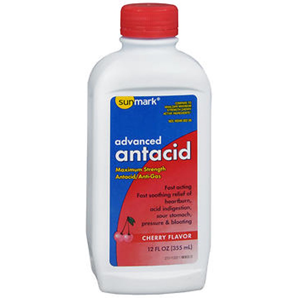 Sunmark Maximum Strength Cherry Liquid Advanced Antacid, 12 Fl. Oz