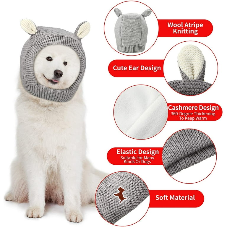 Red Gray Quiet Ears for Dogs Neck and Ear Protection for Pet